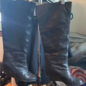 Vince Camuto black knee-high leather boots